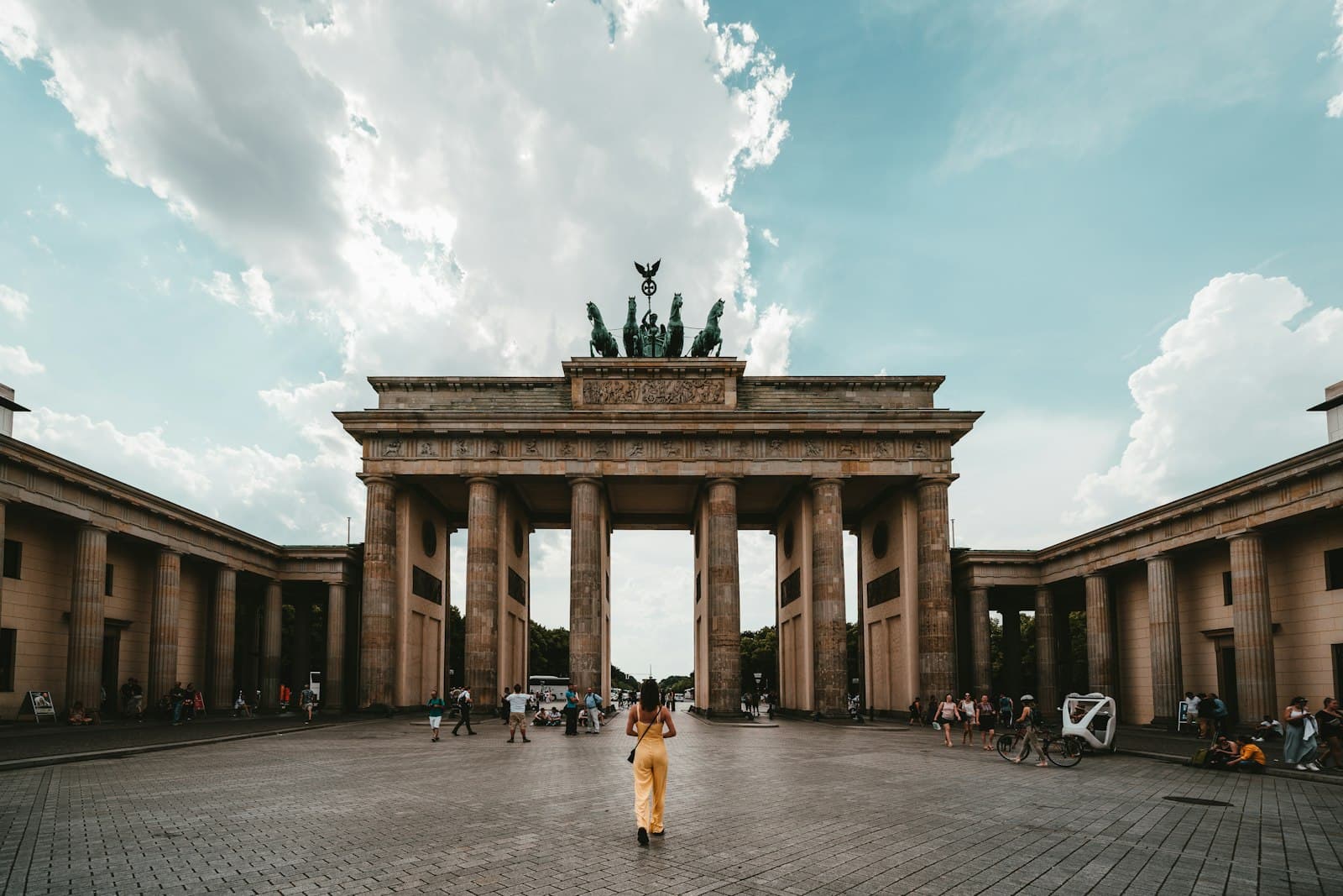 The Brandenburg Gate in Berlin on a clear day