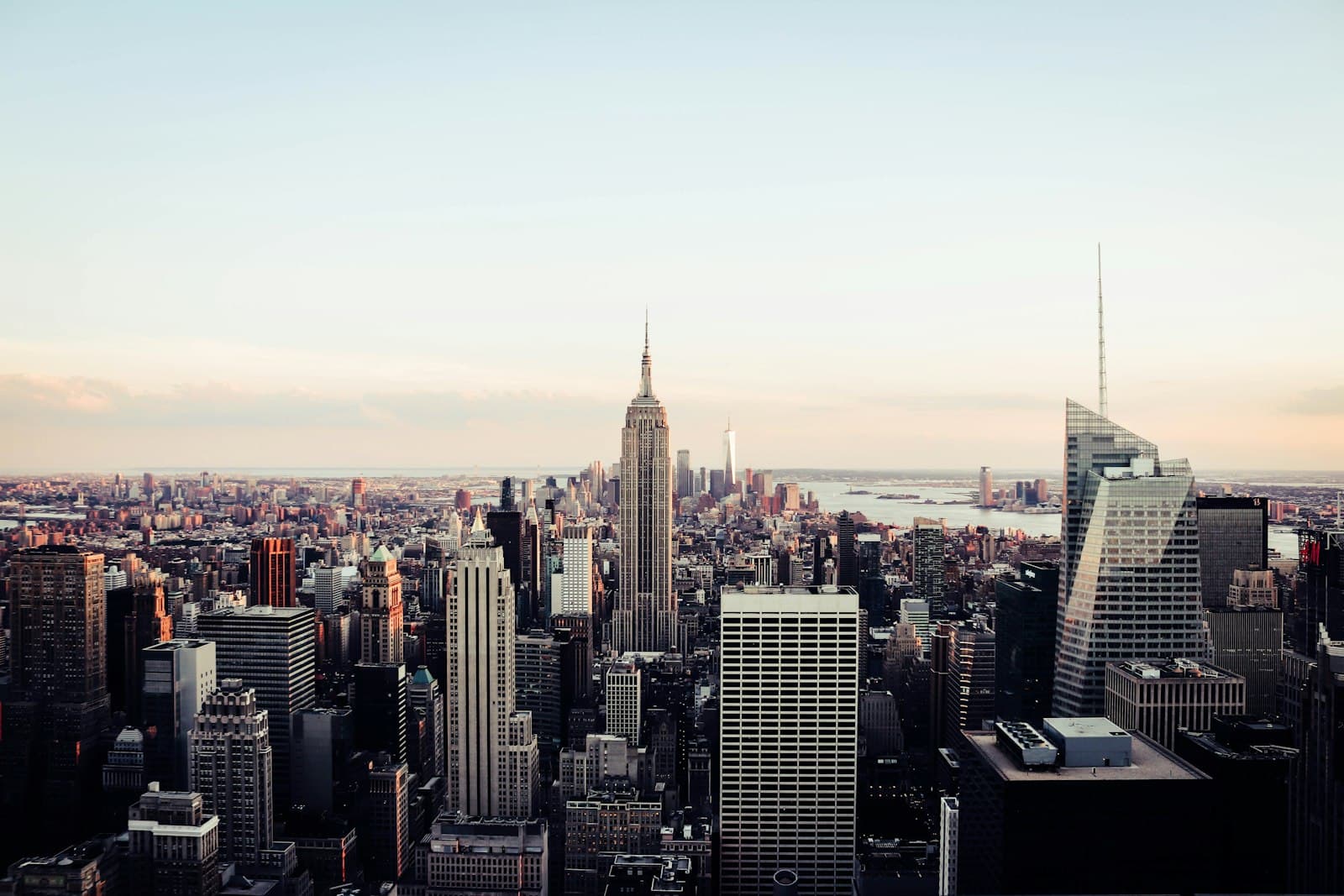 The Manhattan skyline in New York City, including the Empire State Building