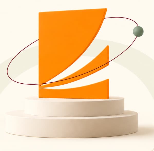 The Proserve Zambia logo as an orange sculpture on a cream pedestal.